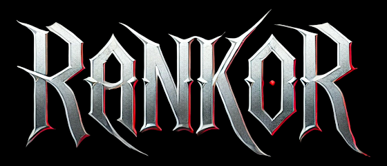 Logo RANKOR - metaliczne, na czarnym tle