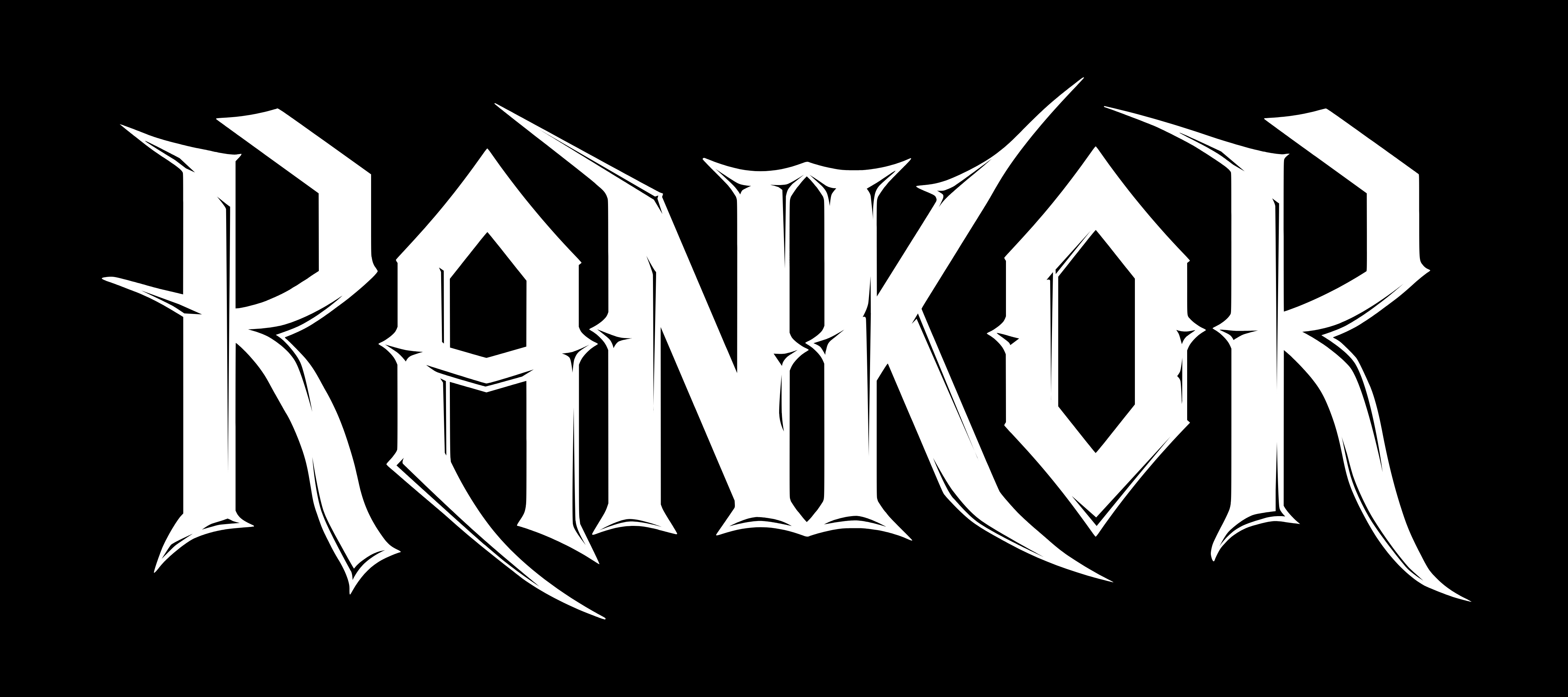 Logo RANKOR - białe, na czarnym tle